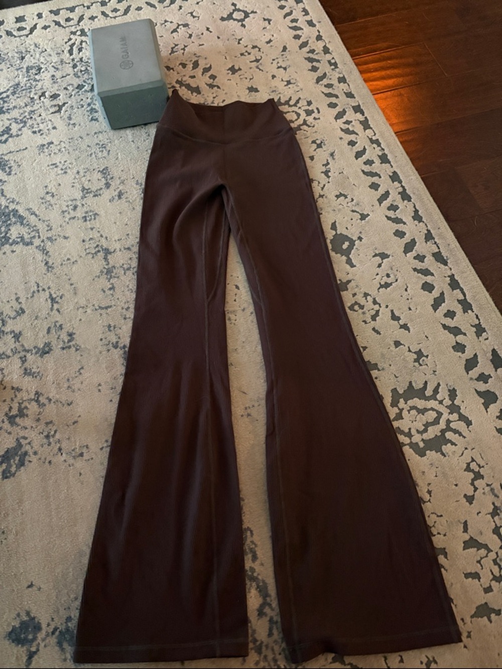 LSKD High-Rise Flared Knit Pants - Chocolate Brown